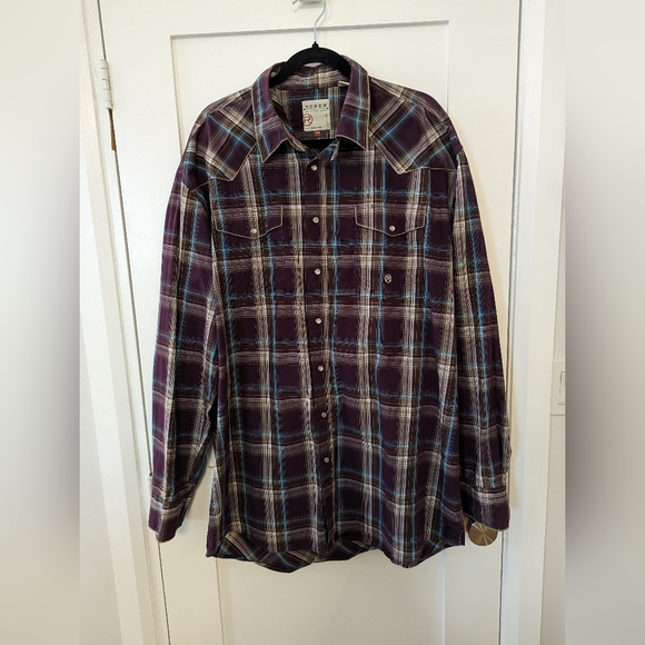 Roper Men's Western Plaid Rodeo Button Up Top - Picture 6 of 6